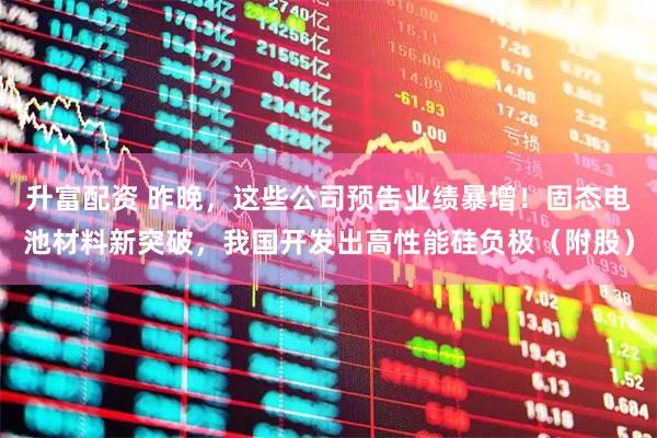 升富配资 昨晚，这些公司预告业绩暴增！固态电池材料新突破，我国开发出高性能硅负极（附股）