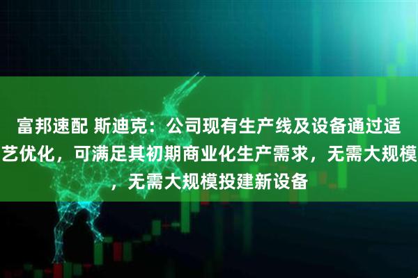 富邦速配 斯迪克：公司现有生产线及设备通过适当调试与工艺优化，可满足其初期商业化生产需求，无需大规模投建新设备